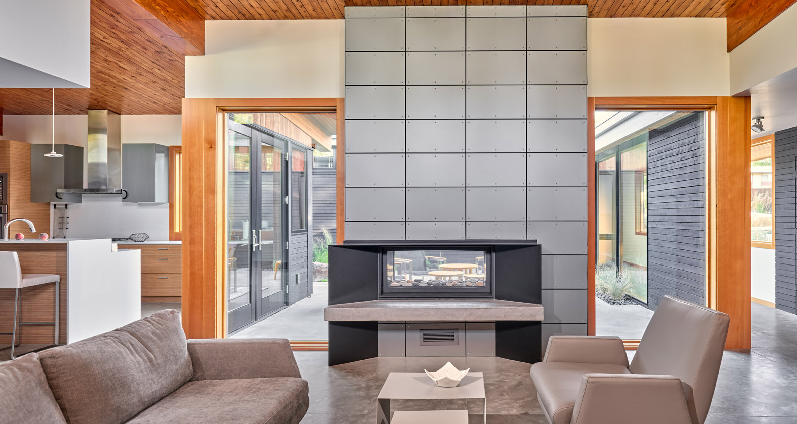 modern indoor outdoor fireplace