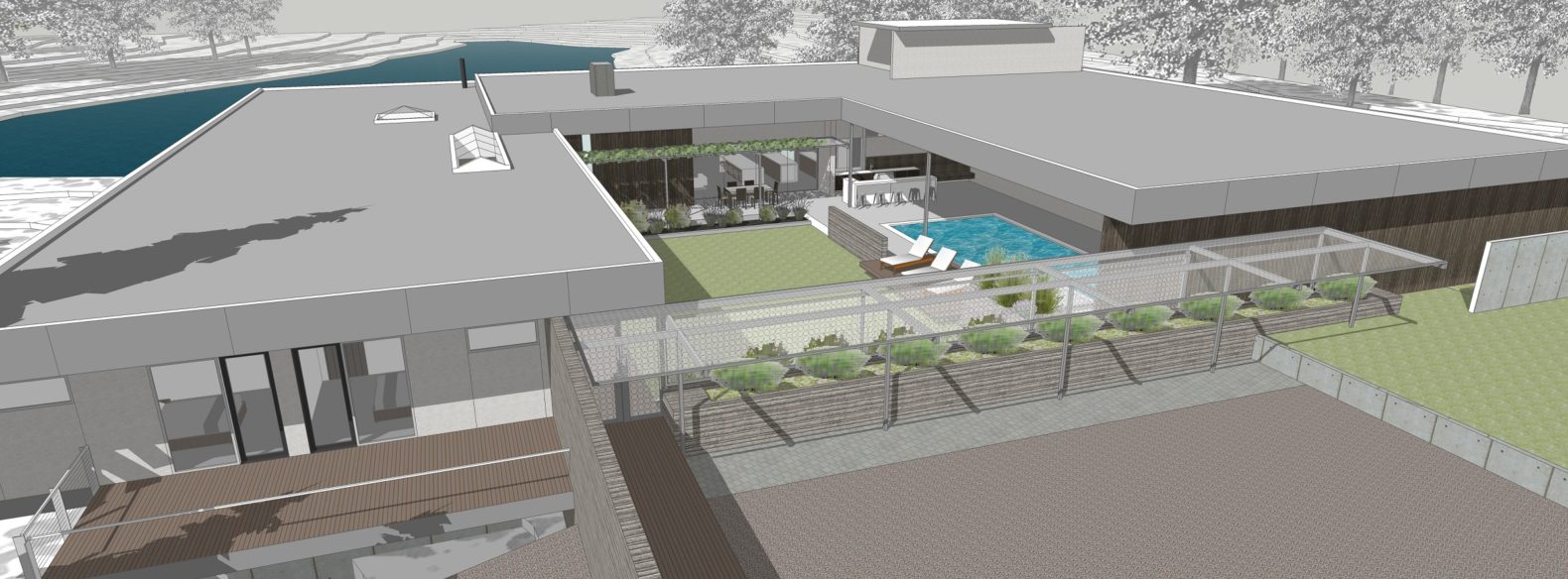 modern courtyard pool