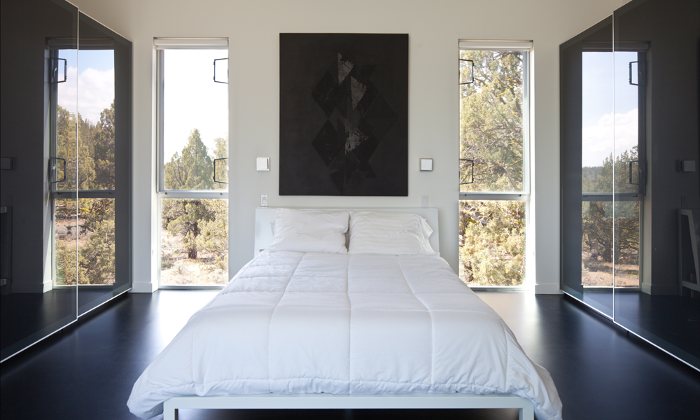modern bedroom milgard window